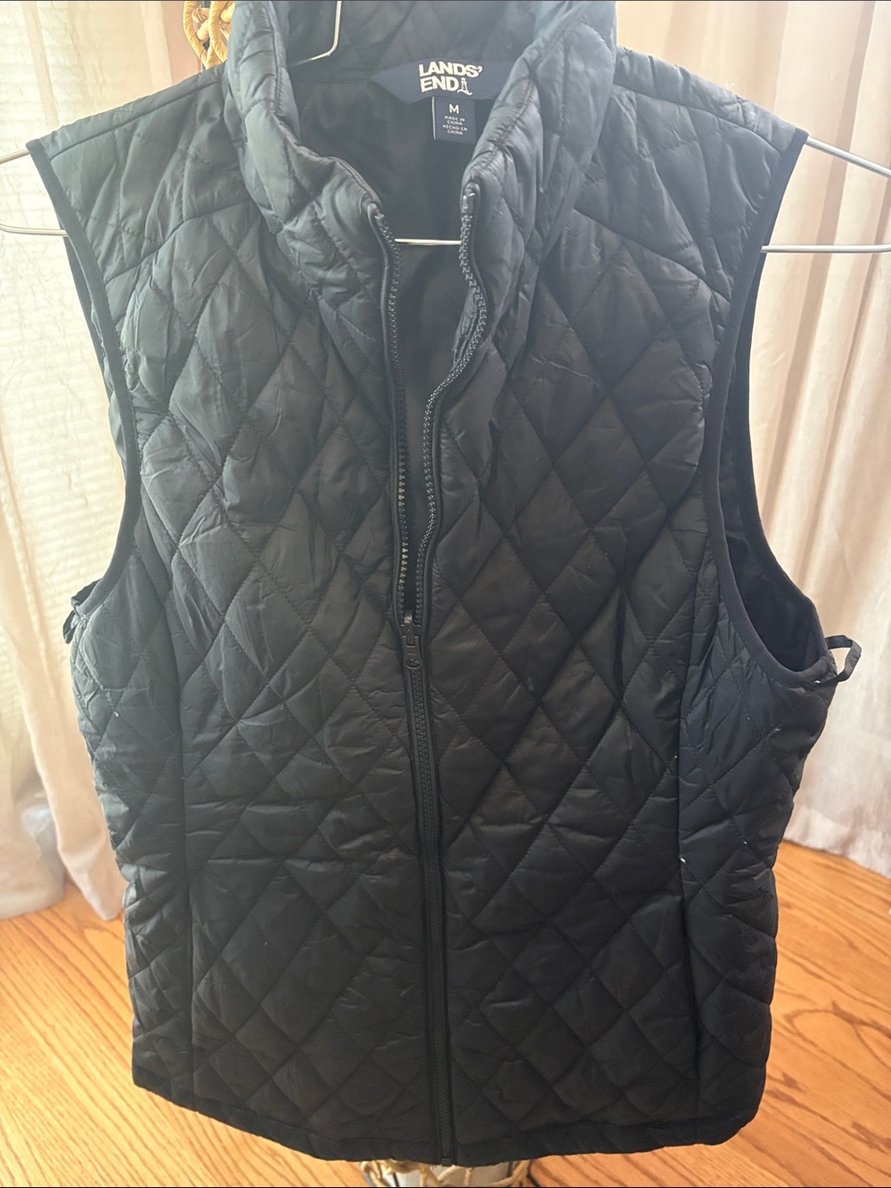 Lands' End Quilted Black Women's Vest